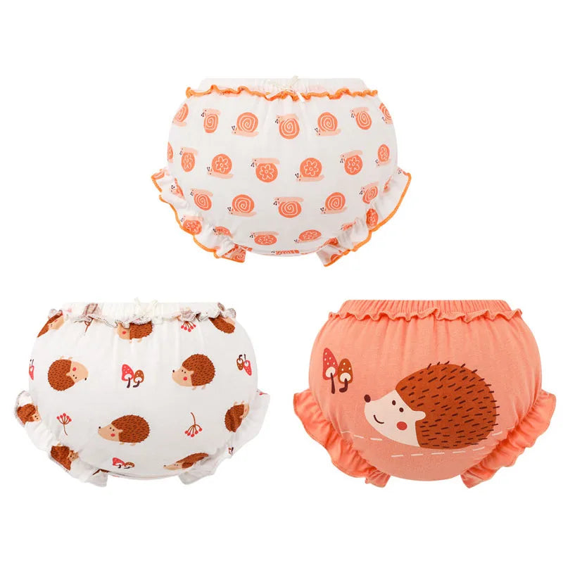 3 Piece/Lot 100%Cotton Baby Girl Panties Kids Infant Newborn Bow Underpants Wear Outside Fashion Shorts For Children Soft Briefs