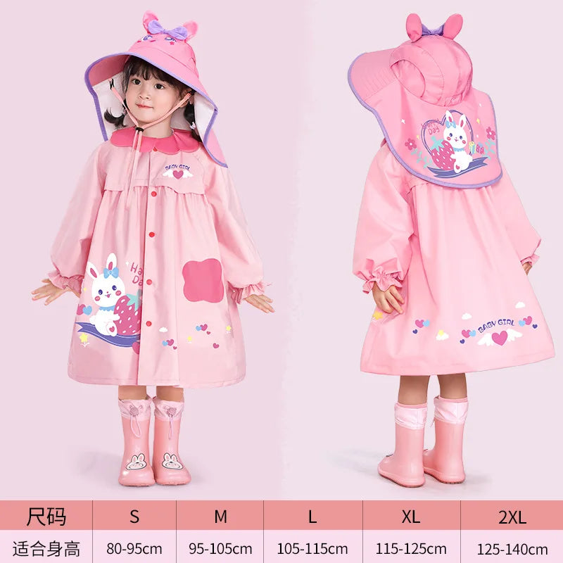 Rain and Shine Dual Use Girl Children's Raincoat Girl Kindergarten Children's Raincoat New Student Girl Baby Raincoat