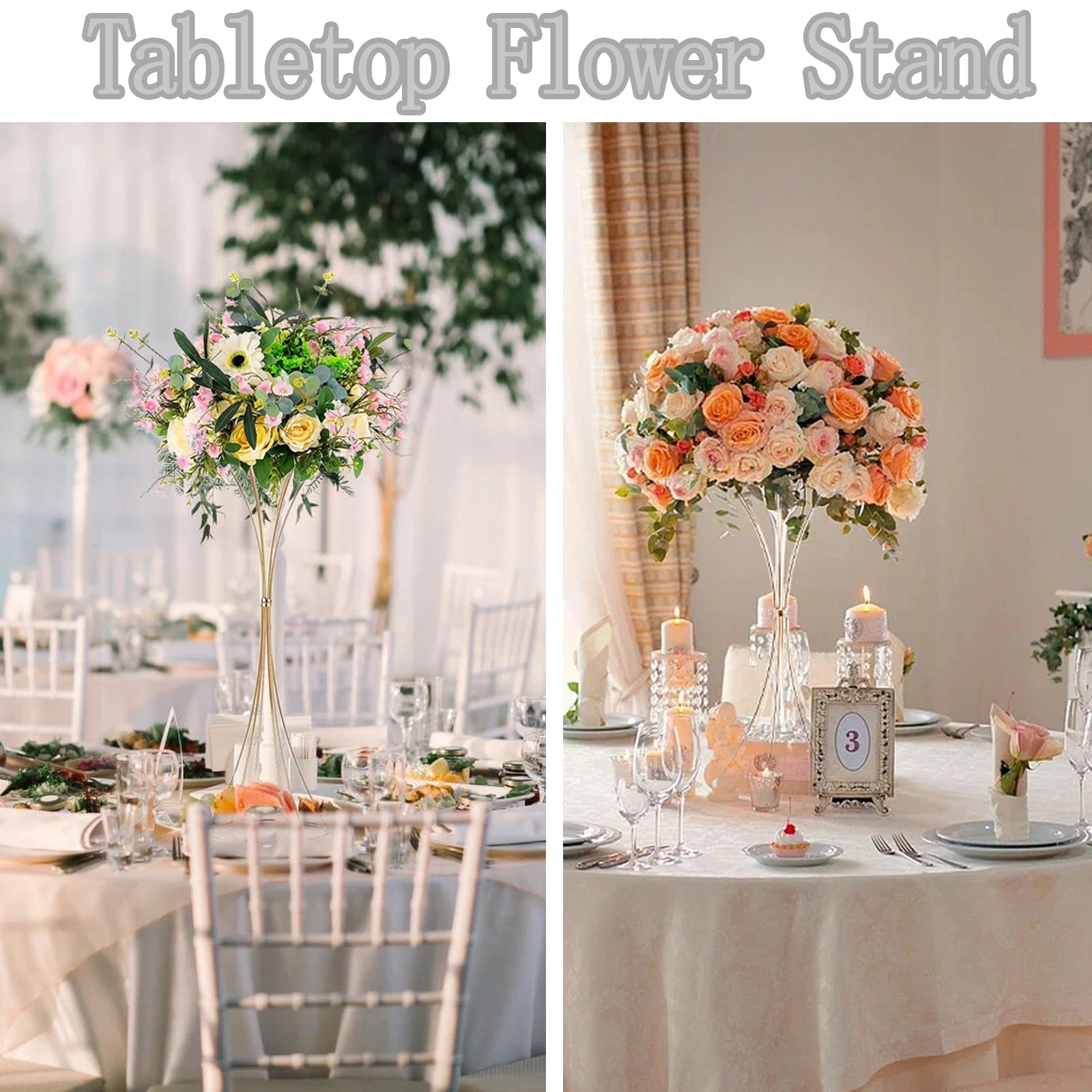 2-10Pcs Gold Vases 18inch Table Centerpieces Metal Trumpet Flower Stand Road Lead for Wedding Party Christmas Home Decoration