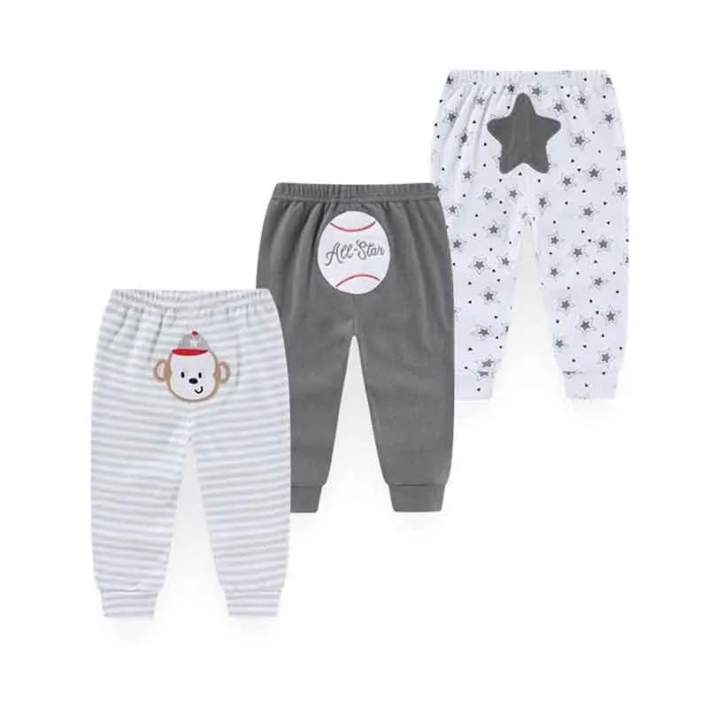 Kiddiezoom Unisex 3 PCS Baby Boy Girl Pants Sets Soft Cotton Infants Bottoms 0-24M Newborn Leggings