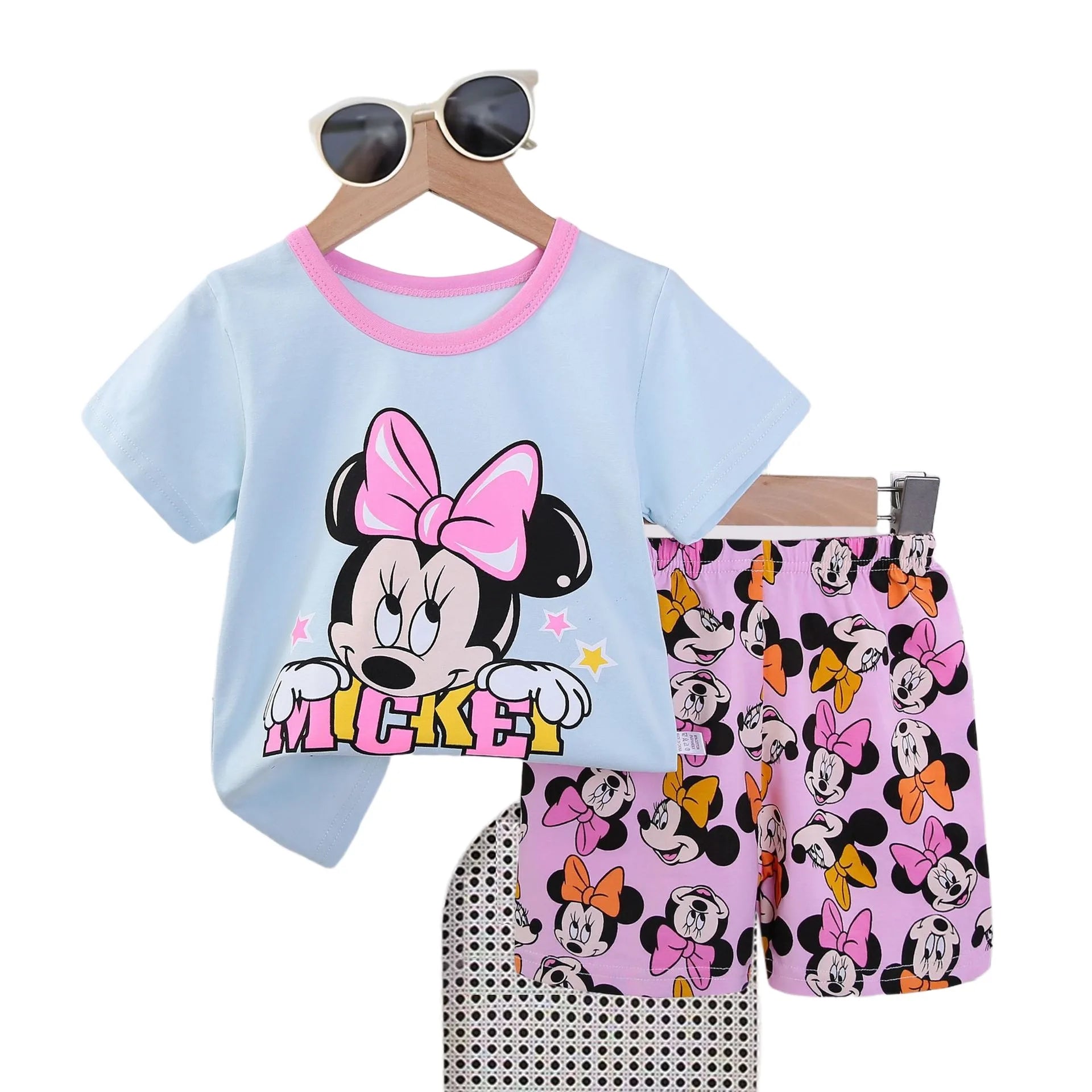 Summer Fashion Minnie Girls Clothes Sets 2-4year Kids set cotton Girl Printed kids Clothing Sets