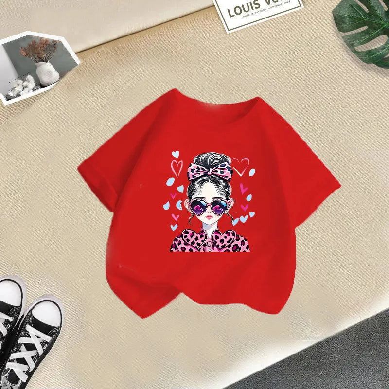 Girls Short-sleeved Children's T-shirt Summer New Style Casual Children's Top Girls Summer Fashion Kids Clothes