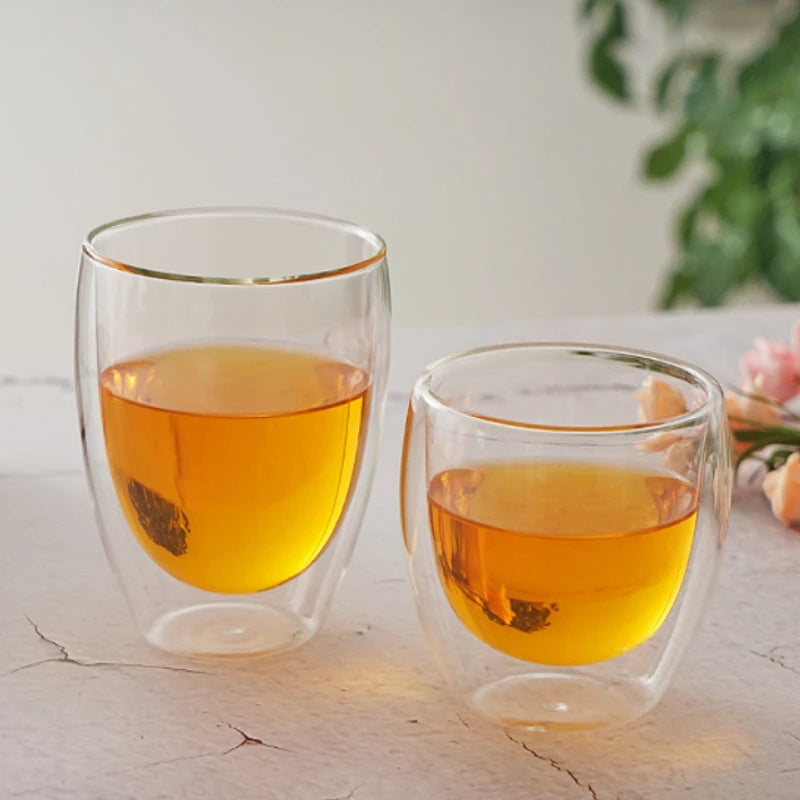 450/250ml Double Wall Glass Clear Handmade Heat Resistant Tea Drink Cups Healthy Drink Mug Coffee Cups Insulated Shot Glass