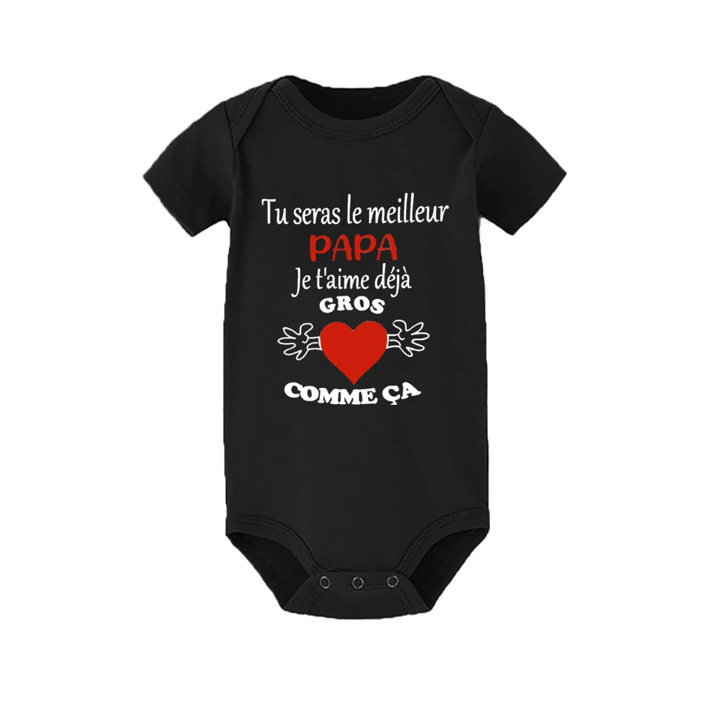 You Will Be The Best Dad I Love You Print Newborn Bodysuit French Baby Romper Infant Short Sleeve Jumpsuit Toddler Play Clothes