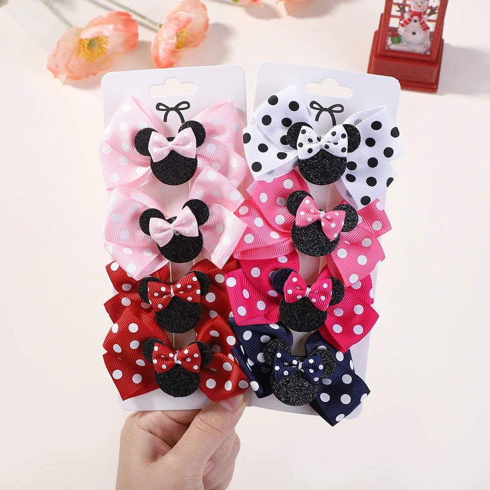 4Pcs/lot Baby Girl Lovely Polka Dot Bow Hair Clips for Hair kids Cartoon Hairpins Boutique Dress Hair Accessories Gift Set