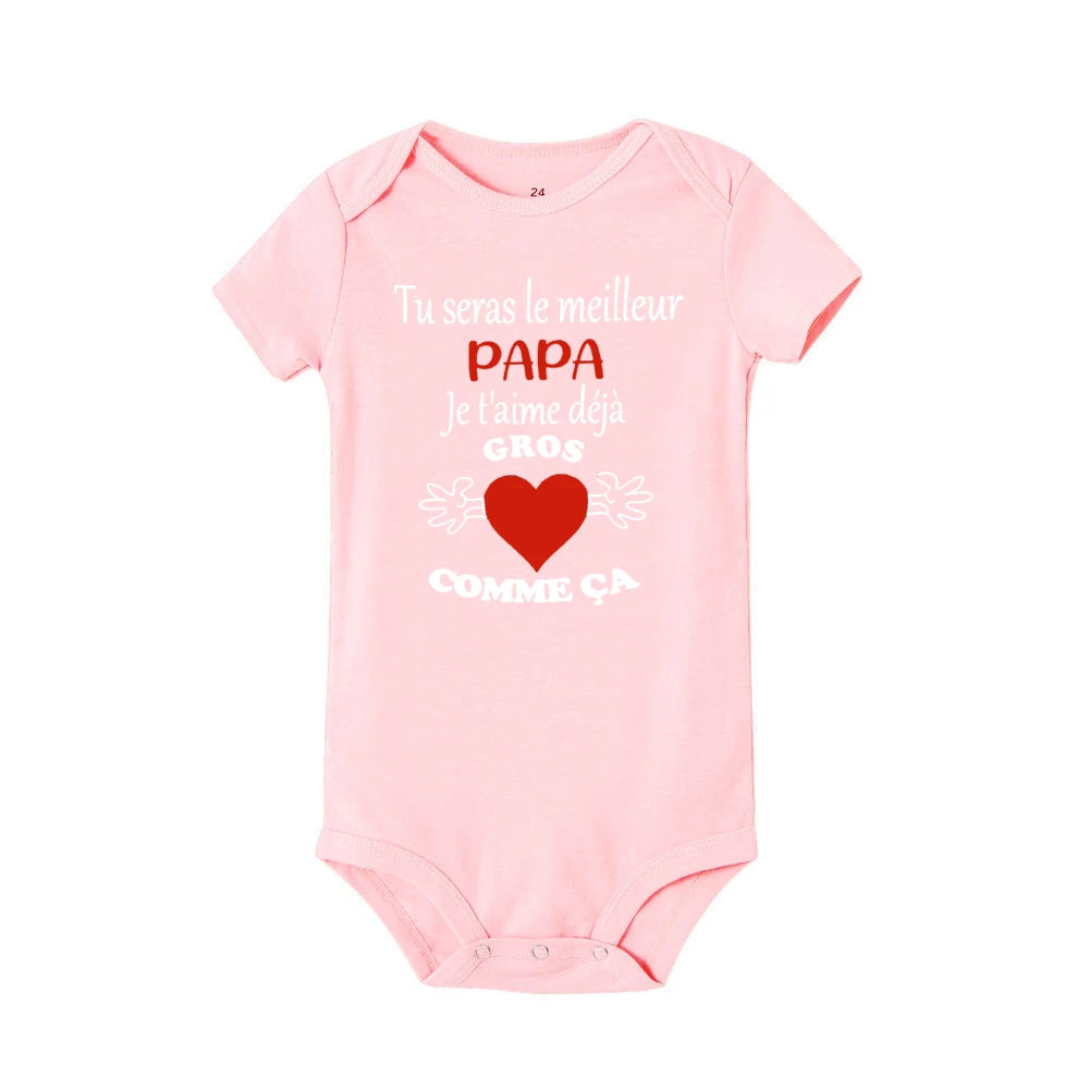 You Will Be The Best Dad I Love You Print Newborn Bodysuit French Baby Romper Infant Short Sleeve Jumpsuit Toddler Play Clothes
