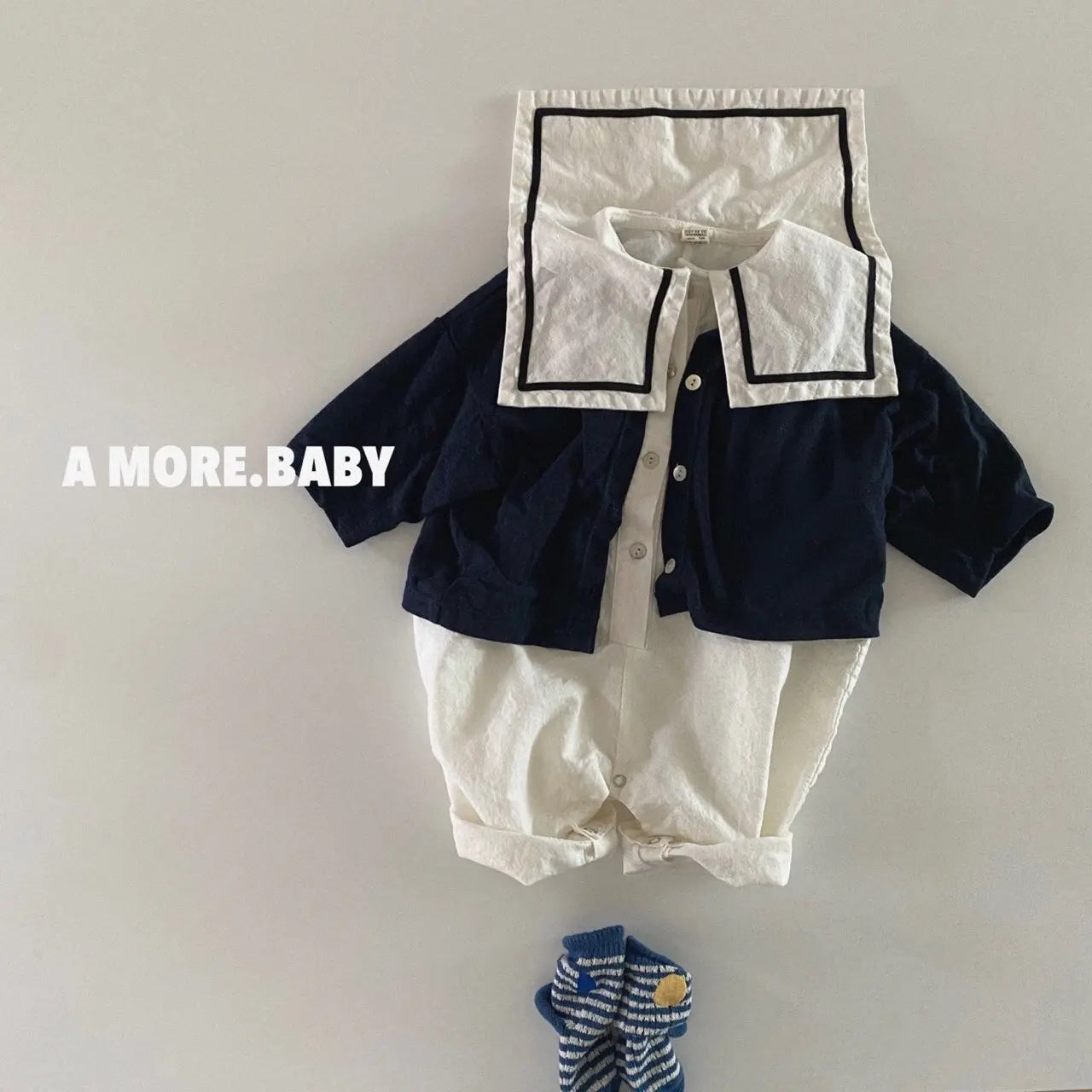 2025 Summer New Baby Boy Sleeveless Sailor Collar Romper Newborn Girl Navy Collar Jumpsuit Infant Toddler Loose Casual Clothes