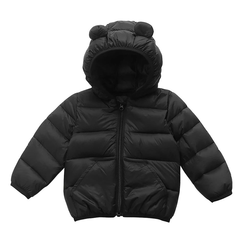 2025 Autumn Winter New Kids Leisure Hooded Down Jacket For Girls Parka Baby Boys Warm Coats Zipper Outerwear Children's Clothing