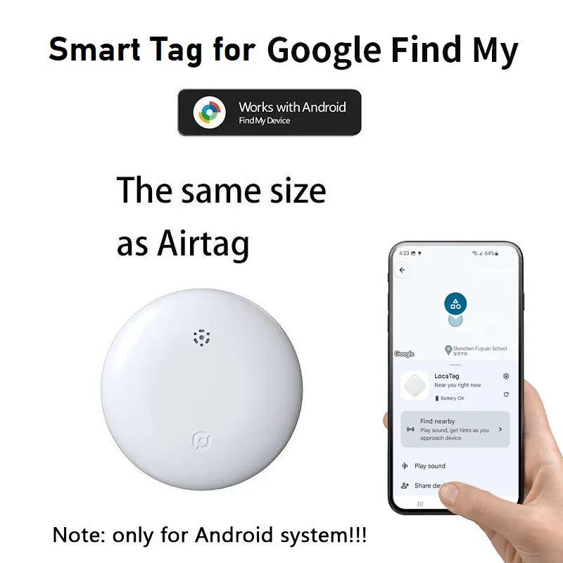 Gps tracker for android google find my device global positioning locator airtag replacement smart finder for car kids pet bag