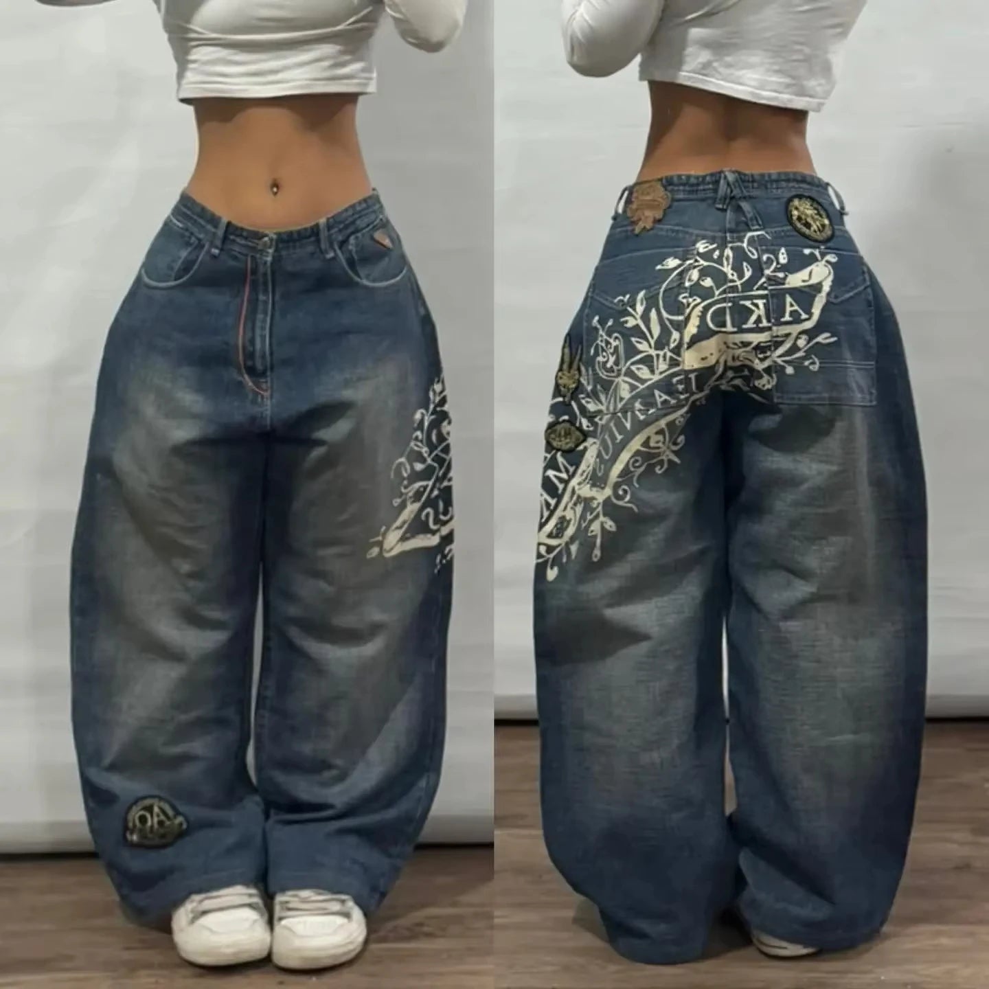 Y2K Fashion Trend Washing Heavy Industry Multi-pocket Baggy Jeans Men Gothic New Hip Hop Oversized Wide-leg Pants Mopping Jeans