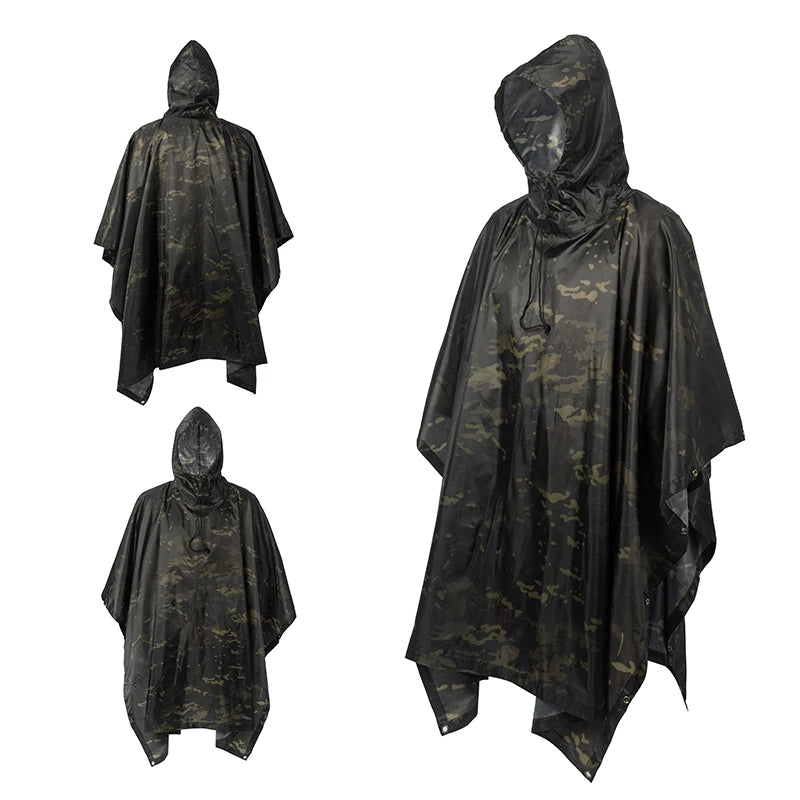 Men's Military Waterproof Zipper Camo Raincoat, Waterproof Rain Coat, Men's Raincoat, Women's Raincoat, Awning, Motorcycle Rain Poncho