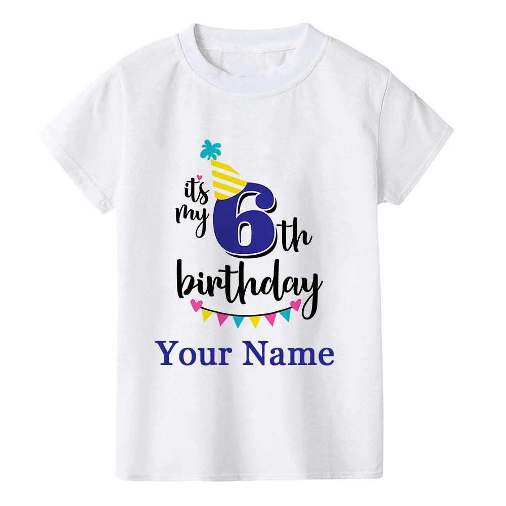 Boy Birthday Number Name Cartoon T Shirt Number 1 2 3 4 5 6 7 8 9 Graphic Kids Clothes Children Birthday T-shirts Funny Gift