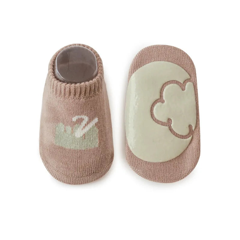 5Pairs/lot 2024 New 0-5Years Anti-slip Non Skid Ankle Socks With Grips For Baby Toddler Kids Boys Girls All Seasons Cotton Socks