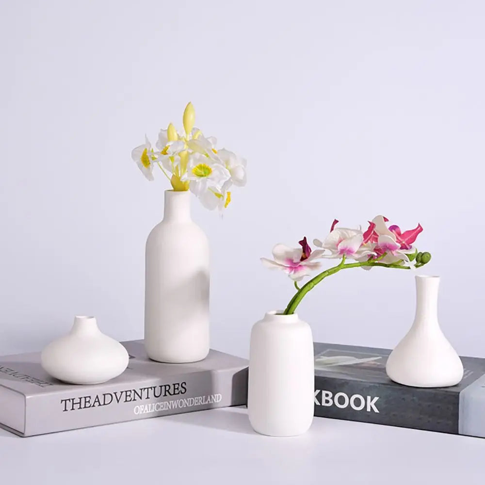 Nordic Style Ceramic Vase Ceramic Vase Desktop Ornaments Dried Flower Decor Hydroponic Plant Vase Bouquets Vases