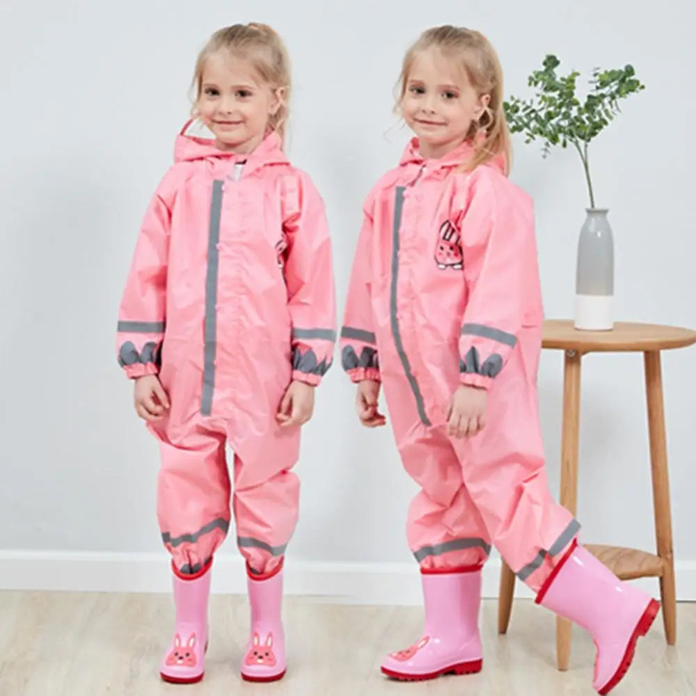 1Pc Children Raincoat Kids Boys Girls Waterproof Jumpsuit Hooded Cartoon Dinosaur Baby Rainwear And Pants for 1-10 Years Old