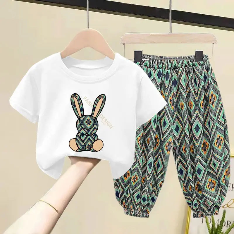Children Clothing Sets Boys Girls 2023 Summer Mother Kids Clothes Cotton T-shirt Short Sleeves Trousers 2pcs Suit Baby Clothes