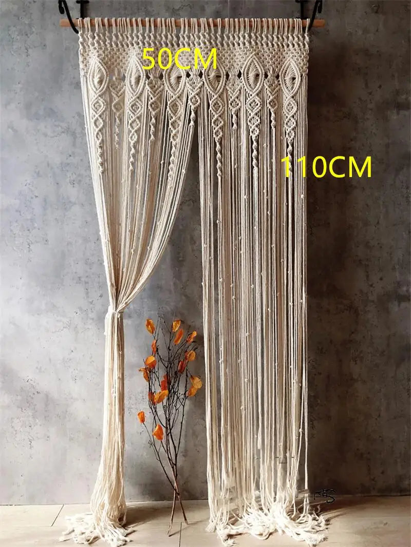 Hand-woven Macrame Cotton Door Curtain Tapestry Wall Hanging Art Tapestry Boho Decoration Bohemia Wedding Backdrop Tapestry