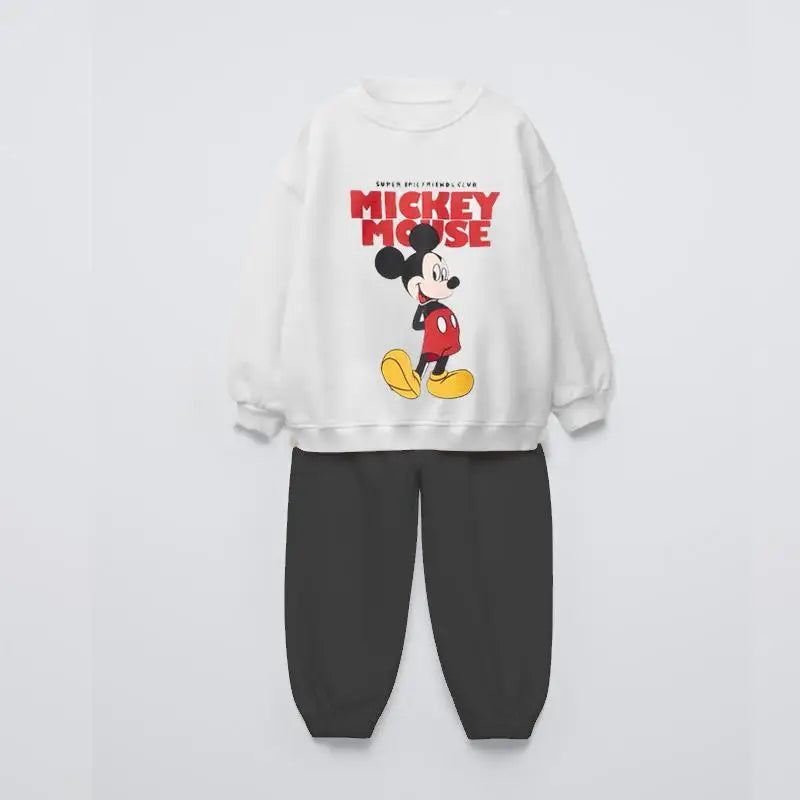0-6Year Kids Long Sleeve Suits Cartoon Sweatshirts Solid Color Versatile Pants Two-piece Outer Wear Child New Trendy Costume