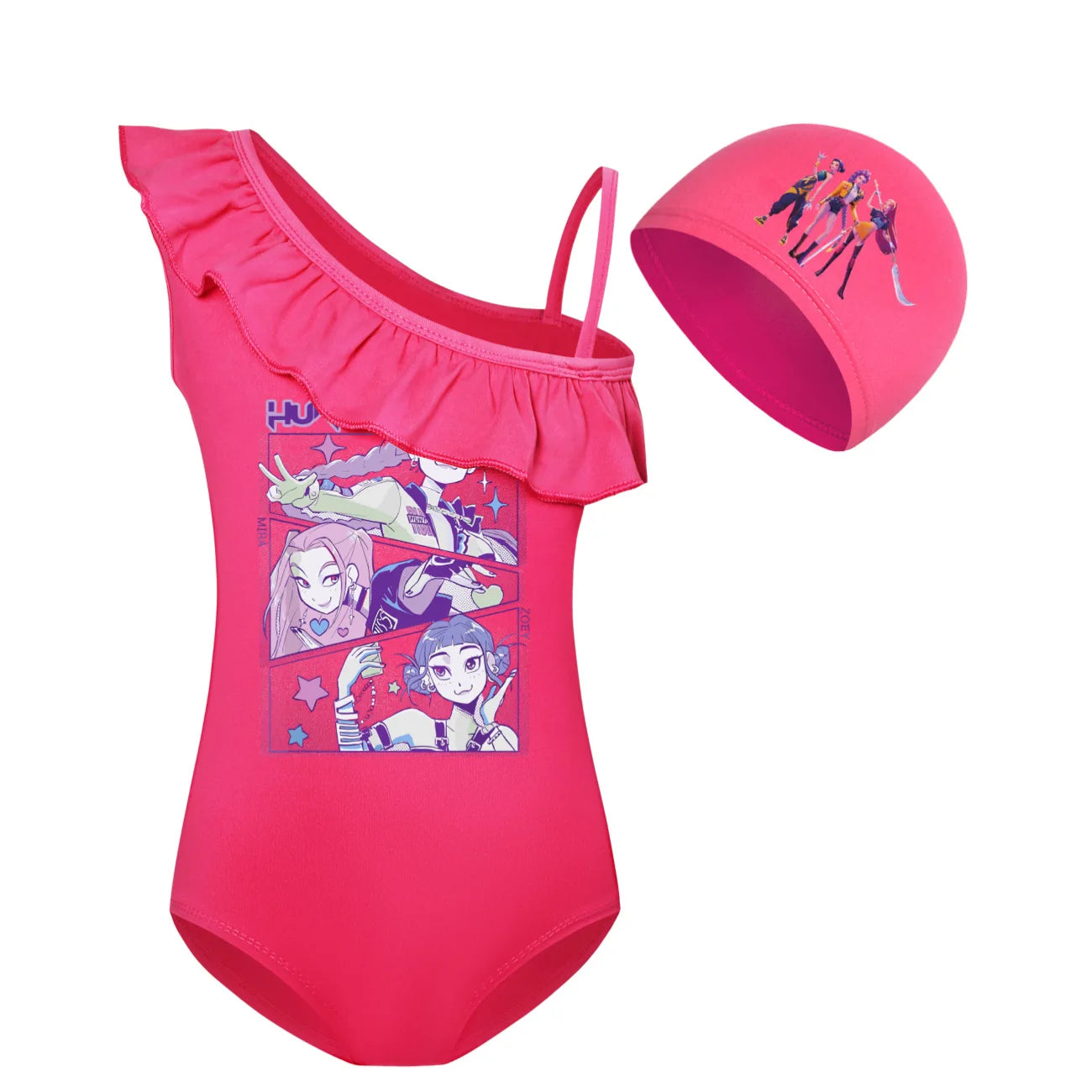 KPop Demon Hunters Huntrix Clothes Kids Swimwear Girls Summer One-Piece Swimsuit Children Sleeveless Swiming Biniki Sets