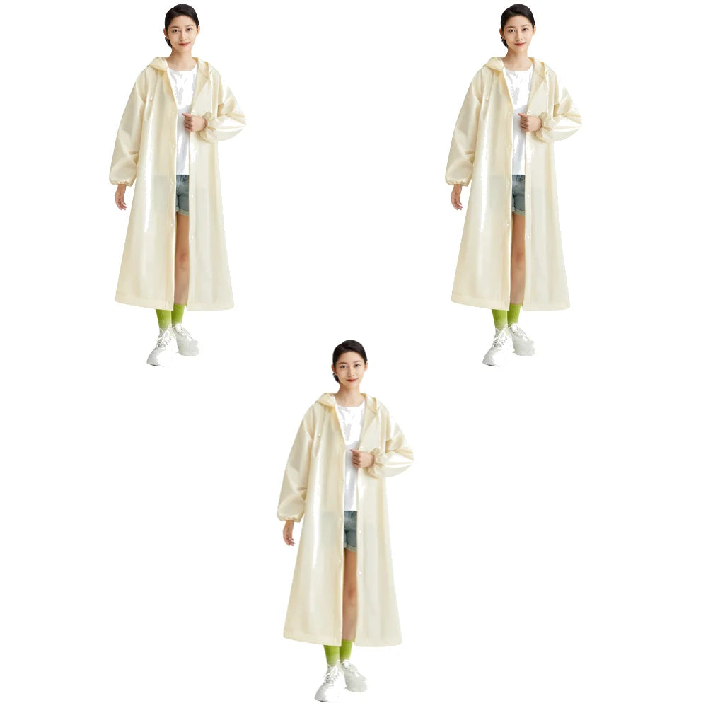 3-10PCS Disposable Adult Long Raincoat Windproof Hooded Rain Poncho Drawstring Long Hooded Rain Coats for Travel Emergency