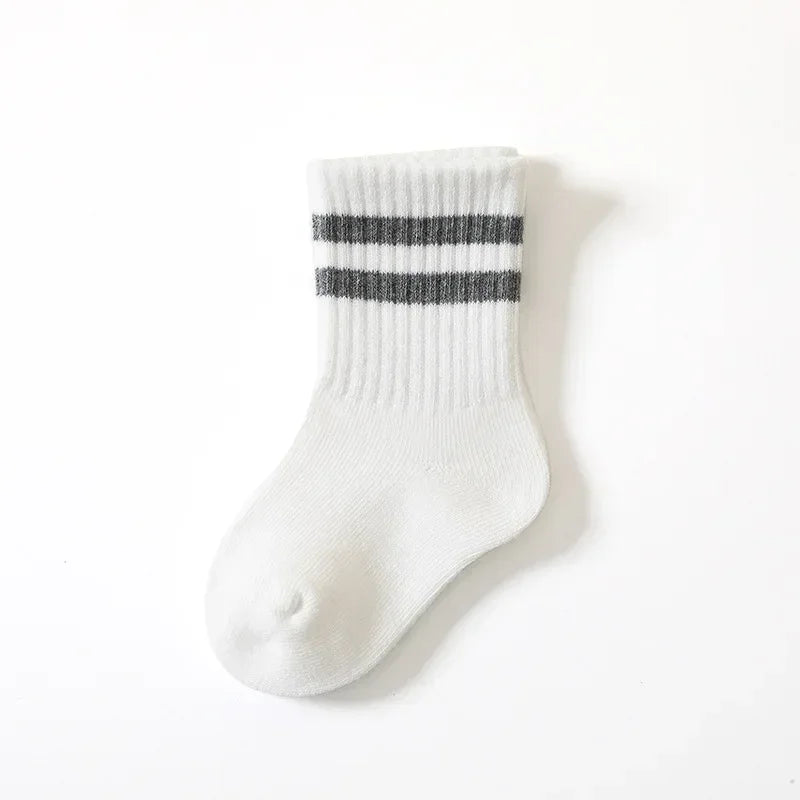 New Children Solid Color Sport Socks Cotton Soft Tube Socks for Baby Infant Toddler Socks for Kids Boys Girls 6months-6years Old