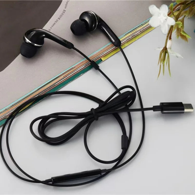 Type C  Headset Stereo Music Earbud Wired Headphones With Mic For Samsung Galaxy S23 S22 S21 Ultra S20 Note 10 for huawei phone