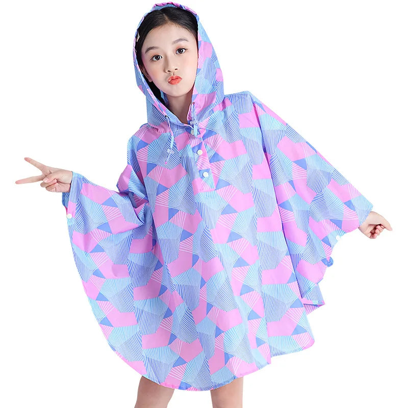 Fashion Endorsement Bag Children's Large Cape Raincoat Student Baby Water Jacket Outdoor Rainproof Poncho Thin