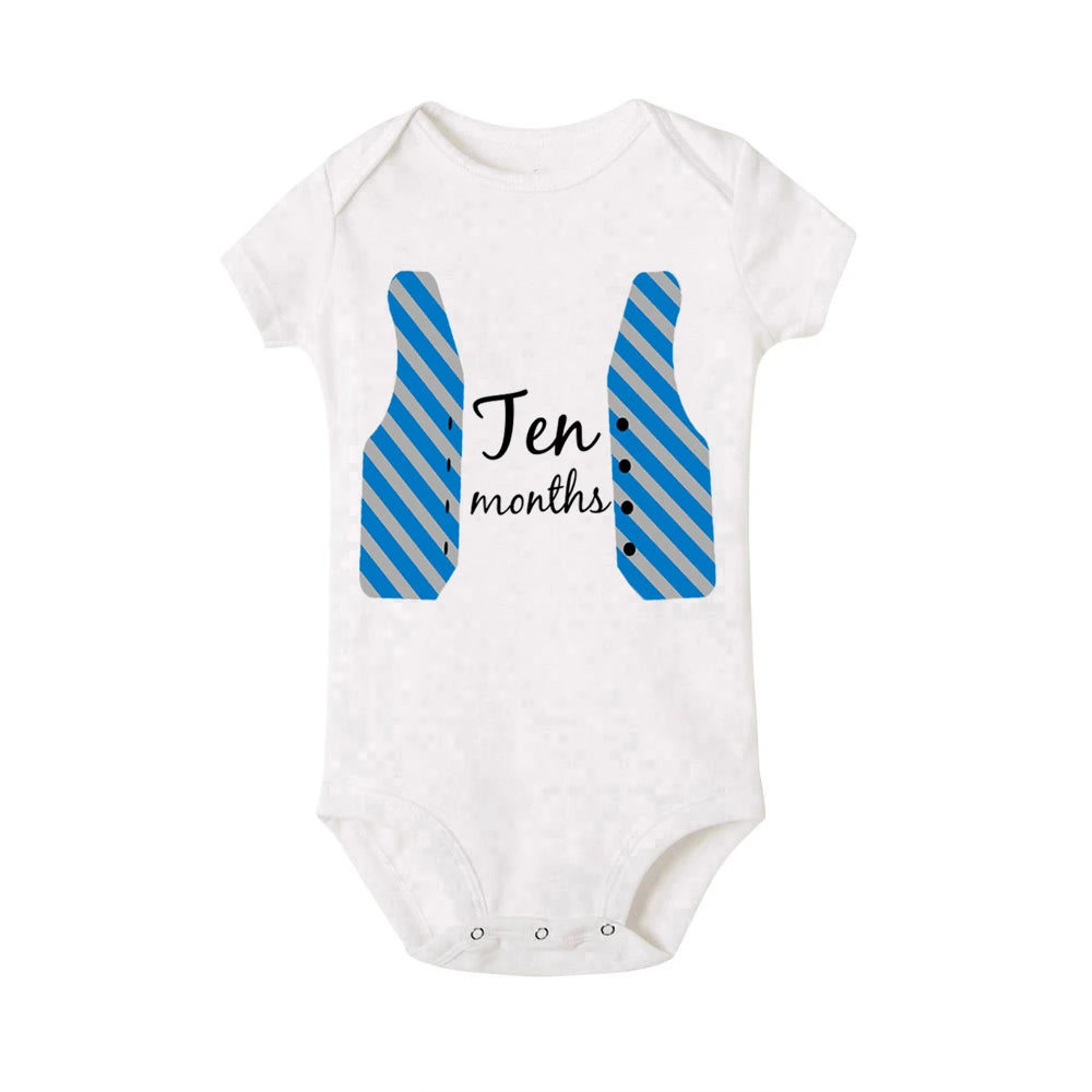 Baby Grow Monthly Milestone Baby Bodysuit 1-12 Month Newborn Romper Photography Prop Outfit Toddler Clothes Infant Shower Gift