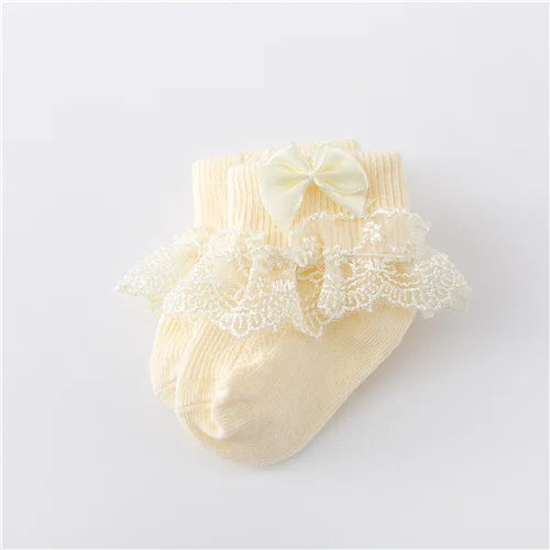 Lawadka 0-24Month Newborn Baby Socks For Girls Cotton Lace Infant Girls Sock Princess Bow Toddler Baby Girls Socks Spring 2023