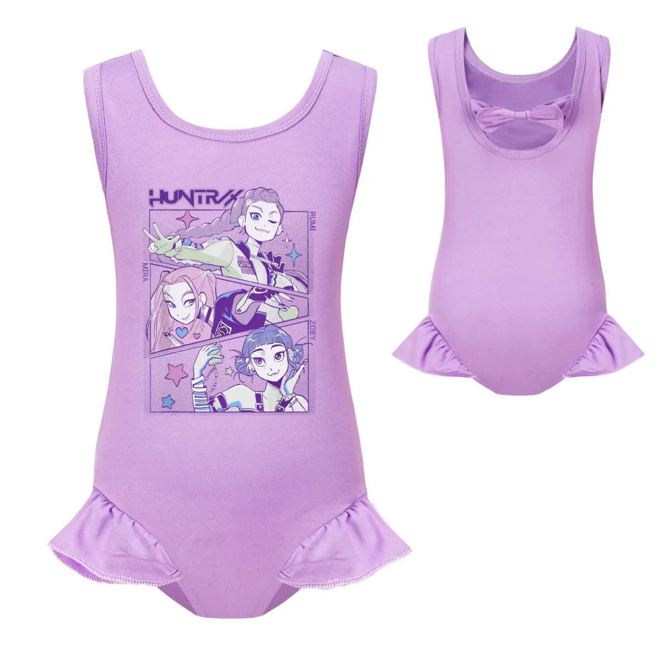 KPop Demon Hunters Huntrix Clothes Kids Swimwear Girls Summer One-Piece Swimsuit Children Sleeveless Swiming Biniki Sets