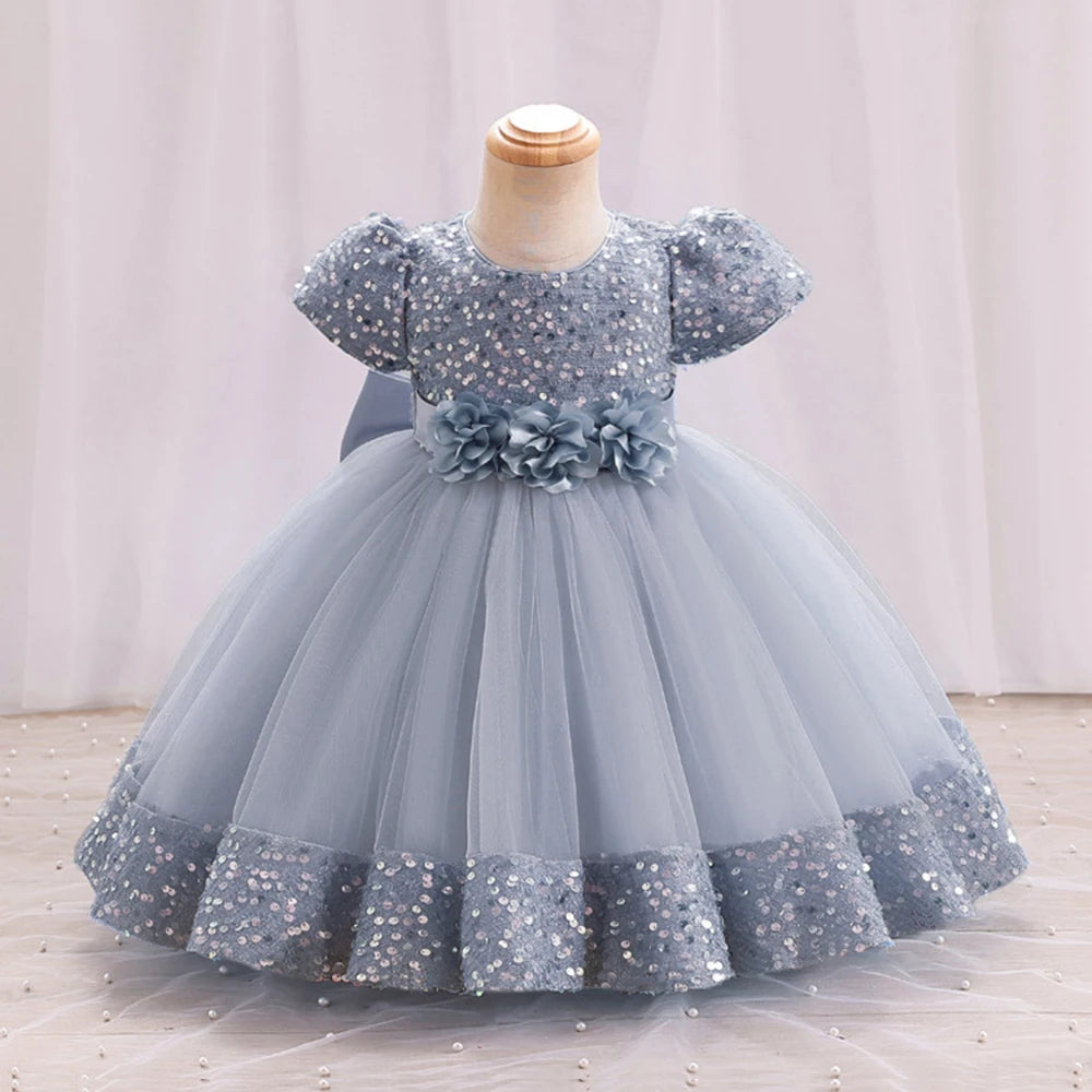 Toddler Girls 1st Birthday Clothes Bow Cute Baby Baptism Gown Kids Wedding Party Elegant Princess Vestidos Christmas Costume