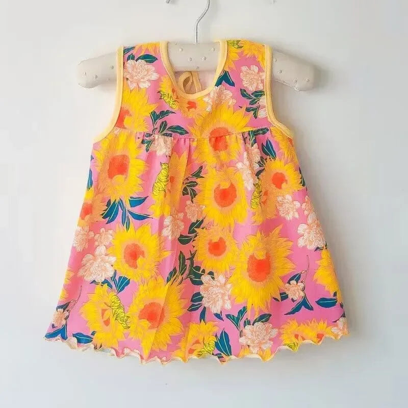 Baby Girl Dresses Girls Infant Cotton Sleeveless Dress Summer Baby Dress Printed +Embroidery