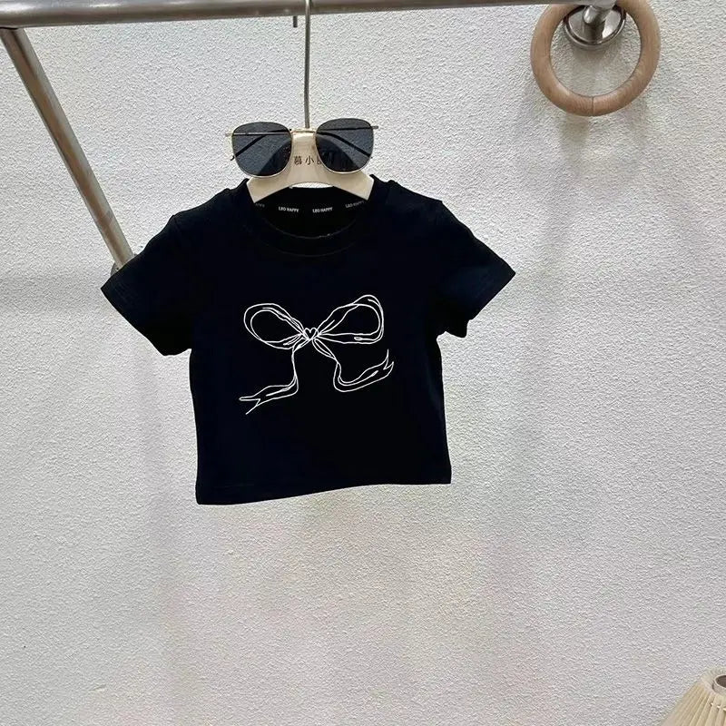 Girls Summer Thin Set Teenage Girls Wide Leg Jeans T-shirt 2-piece Summer Children's Clothing Set