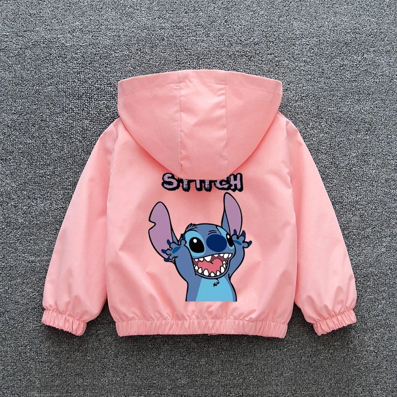 Lilo and Stitch Kids Hooded Jacket Coat 2025 Autumn Baby Boy Girls Cartoon Zipper Long Sleeve Casual Clothing Children Outerwear