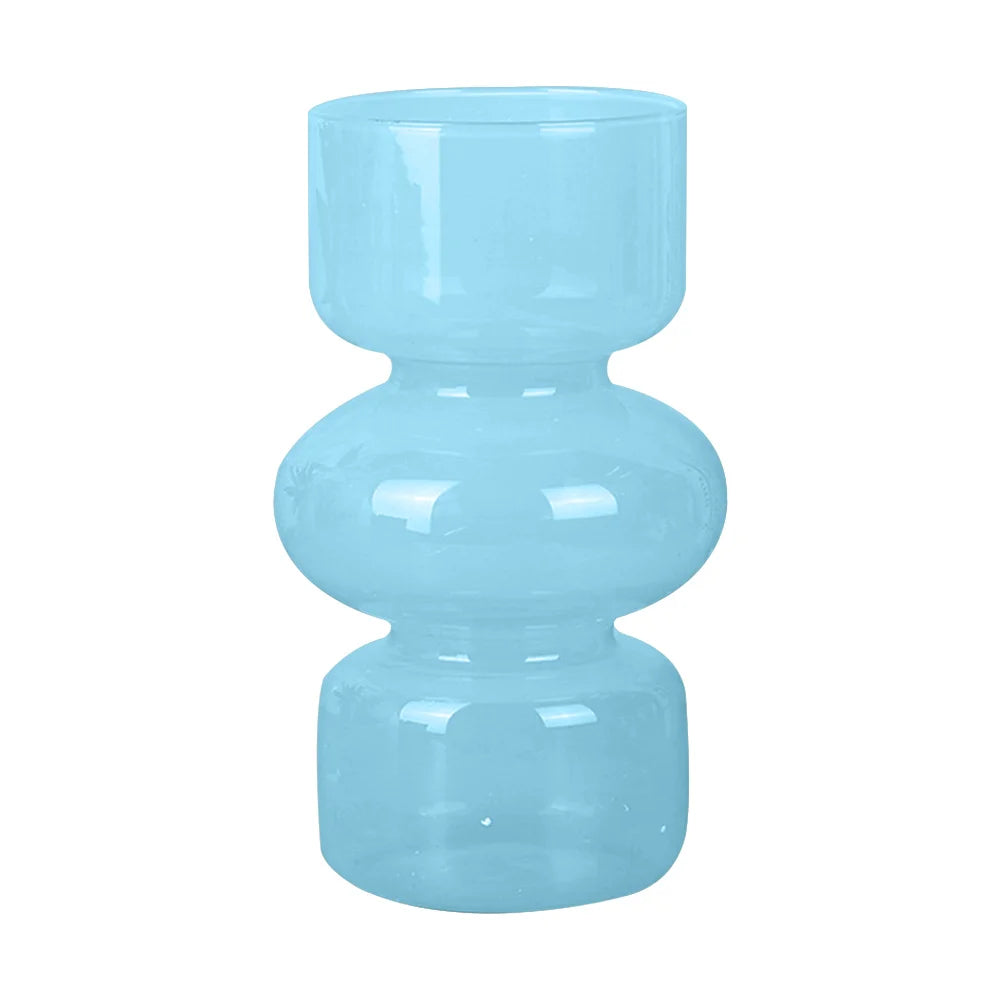 1pc Vintage Glass Flower Vase Desktop Ornaments Nordic Style Transparent Hydroponics Plant Vases for Wedding Party Home Decor