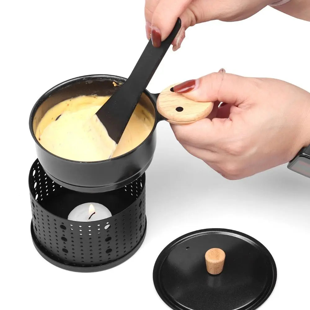 Portable Non-stick Cheese Grill Windproof Cylindrical Cheese Raclette Pot with Candle with Shovel Cheese Raclette Oven Baking