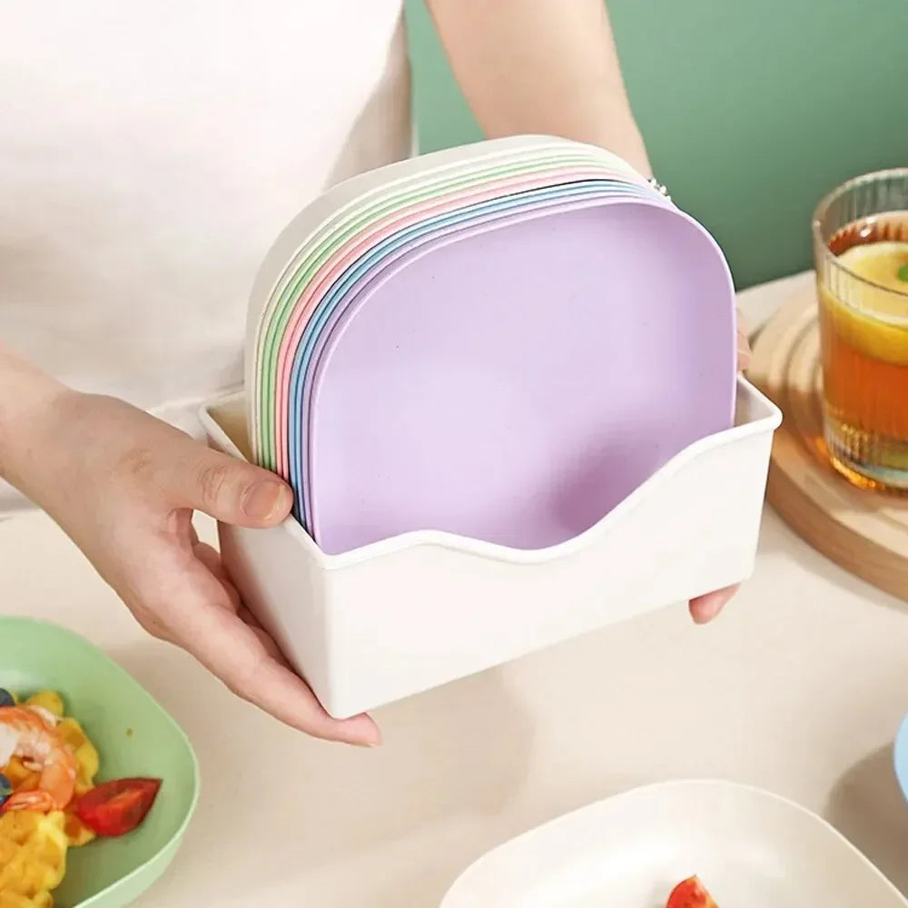10pcs Multi-function Spit Bone Dish Food Grade Plastic Round Square Set Dining Table Garbage Plate Household Snack Fruit Plate