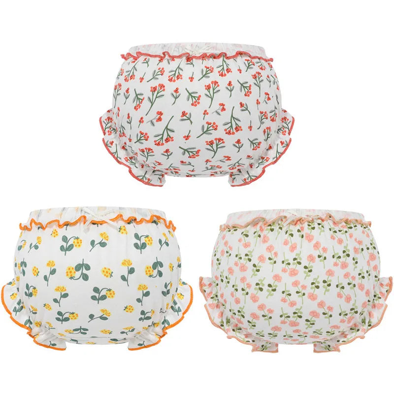 3 Piece/Lot 100%Cotton Baby Girl Panties Kids Infant Newborn Bow Underpants Wear Outside Fashion Shorts For Children Soft Briefs