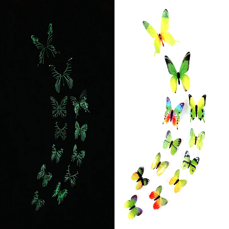 3D Luminous Butterfly Wall Stickers Creative Glow in The Dark Butterflies Wall Decals Wallpaper for Living Room Bedroom Decor