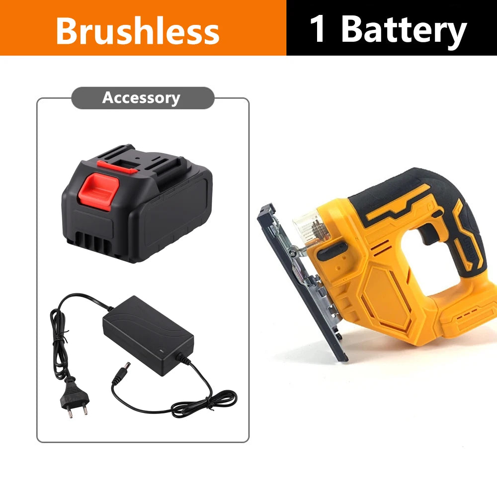 Podofo Brushless Corded Jigsaw Cordless Electric Saw Woodworking Tools Wood Cutting Machines Handheld Saw For Makita 18V Battery