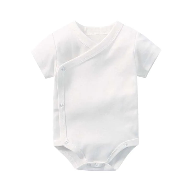 Infant Outfits 0-3 Months Onesies Newborn Baby Cotton Bodysuit for Boy Girl Solid Color Slant Open Button Bodysuit Bebe Clothes