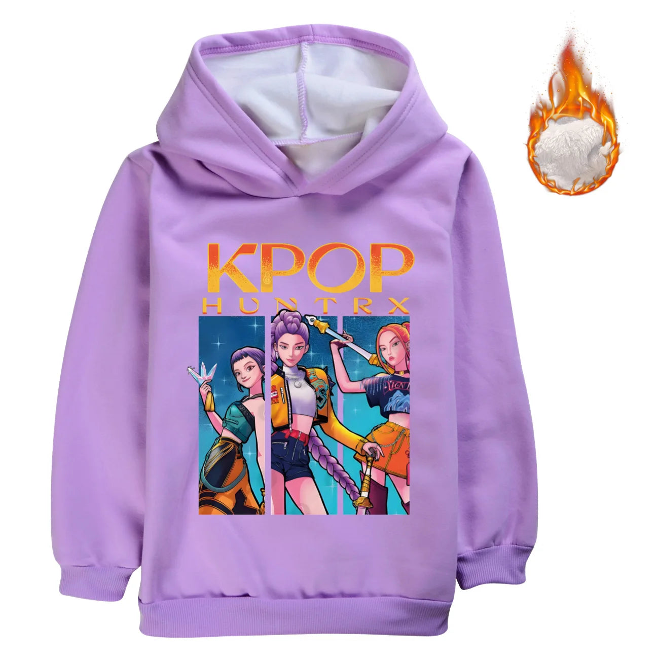 KPop Demon Hunters Huntrix Clothes Kids Hoodies Baby Girls Winter Warm Zipper Jacket Boys Thicken Fleece Coats Children's Parkas