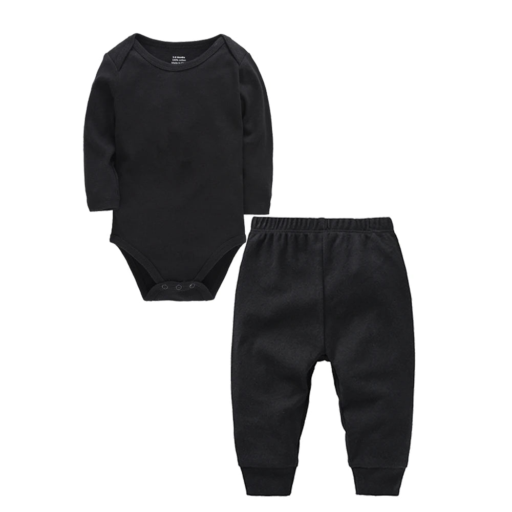2 Pcs/set Baby Clothing Set 100% Cotton Plain Baby Romper+Pant Newborn Bodysuit Trousers Blank Legging Kids Clothes For 0-12 M