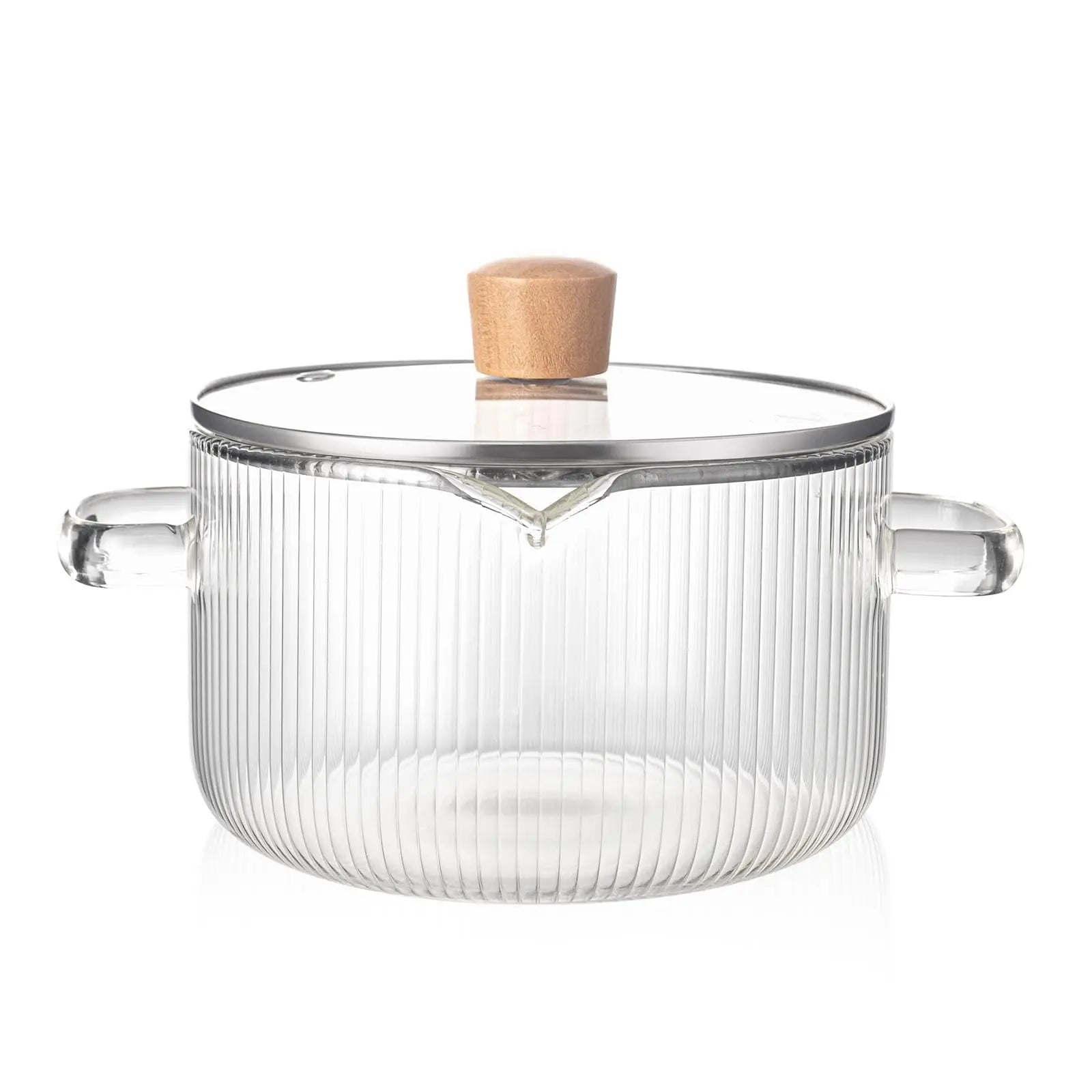 KEMORELA 1/2PCS Cooking Pan Simmer Heat Resistant Clear 1.8/2.3 L Saucepan with Cover Handle Pan with Lid for Pasta Salad Noodle