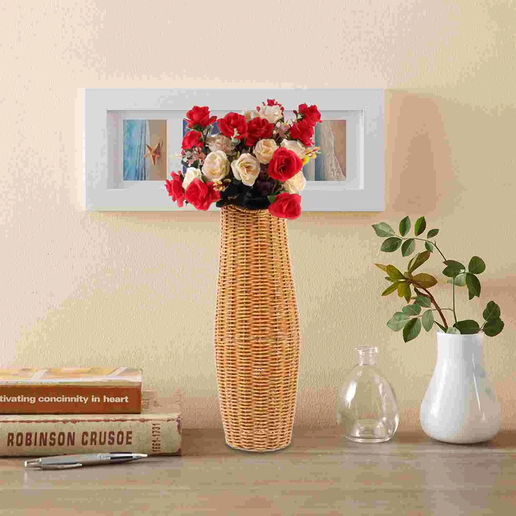 Rattan Woven Flower Vase Rustic Flower Arrangement Containers Large Floor Vase Decorative Imitation Wicker Floor Vase Tall