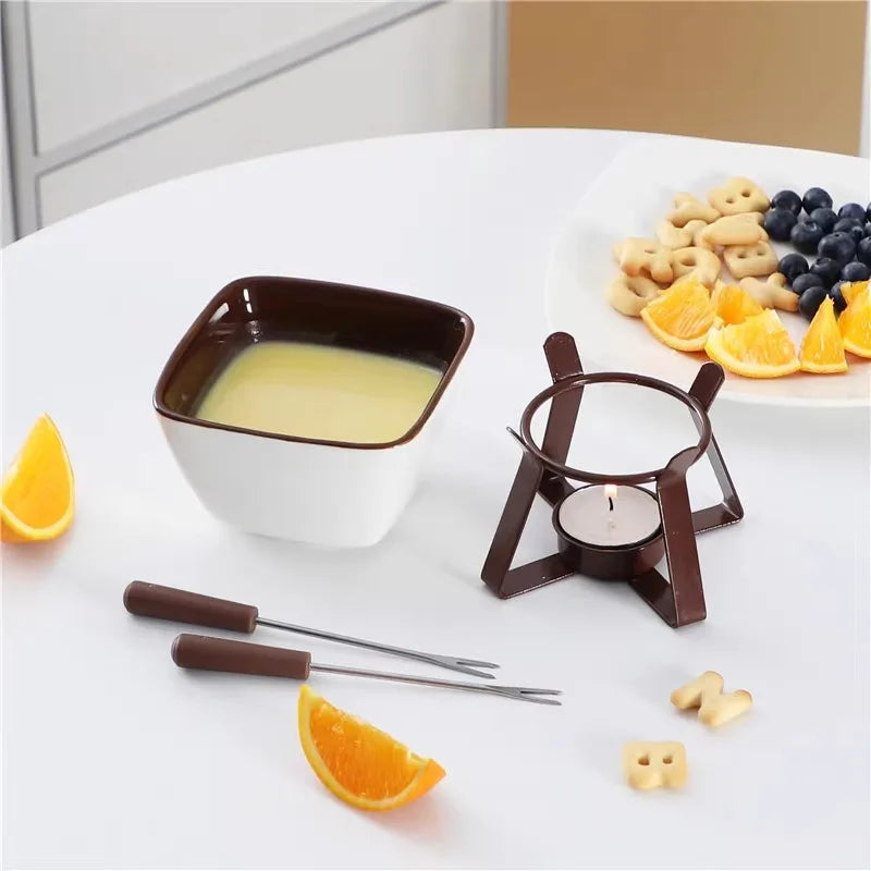 Creative Ceramic Fondue Pot for Chocolate, Cheese, and Ice Cream - Perfect for Melting and Keeping Warm
