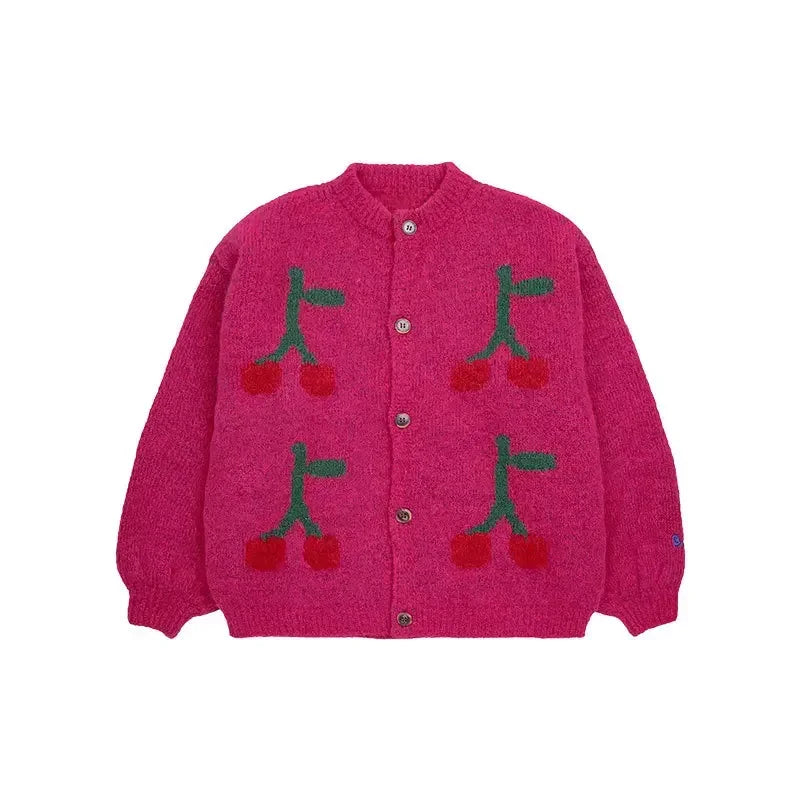 2025 Children's Autumn/Winter INS Style Girls' Cartoon Color Blocked Pullover Vest Cardigan Boys' Single Breasted Knint Sweater