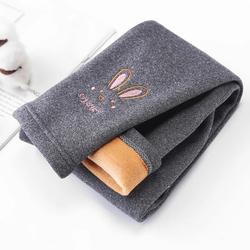 Girls Leggings Autumn Winter Thick Warm Plus Cute Fond Rabbit Children Kids Baby Bottom Part Pants