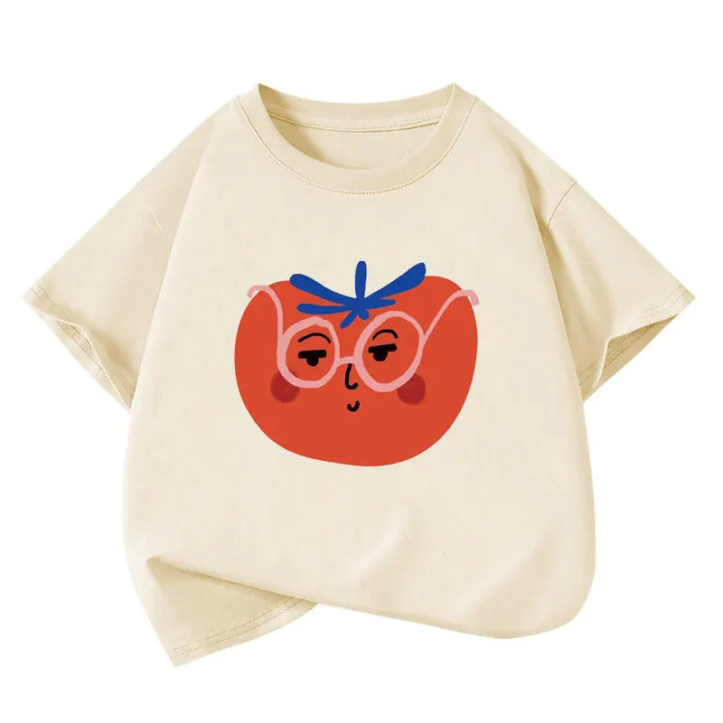 Girls T-shirts 2025 Summer Short-sleeve Tops for Kids Candy Color Boys Tees Children School Shirts Cotton Teenager Outfits 1-12T
