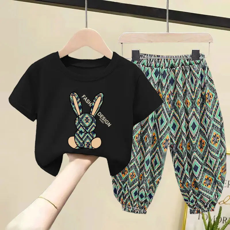 Children Clothing Sets Boys Girls 2023 Summer Mother Kids Clothes Cotton T-shirt Short Sleeves Trousers 2pcs Suit Baby Clothes